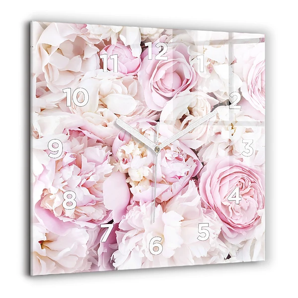 Horloge murale carrée 60x60 cm Fleurs décoratives