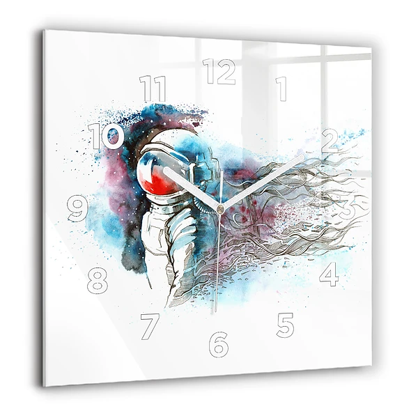 Horloge murale carrée 60x60 cm Astronaute abstrait