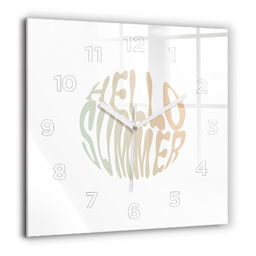 Horloge carrée en verre 60x60 cm Bonjour l'été !