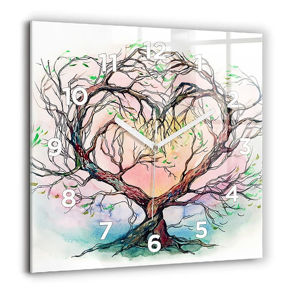 Horloge murale carrée 60x60 cm Cœur d'arbre de la nature