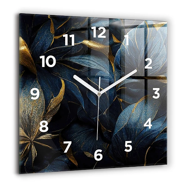 Horloge carrée en verre 60x60 cm Fleurs décoratives