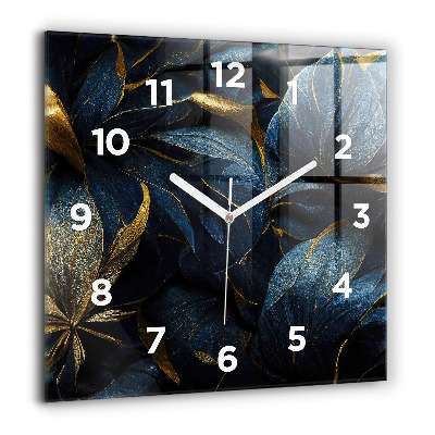 Horloge carrée en verre 60x60 cm Fleurs décoratives