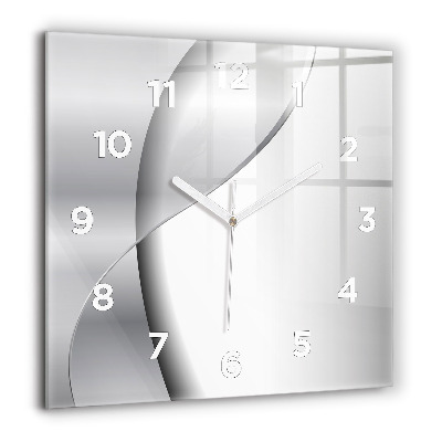 Horloge carrée en verre 60x60 cm Abstraction argentée