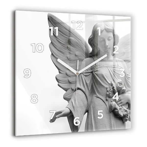 Horloge murale carrée 60x60 cm Sculpture d'un vieil ange