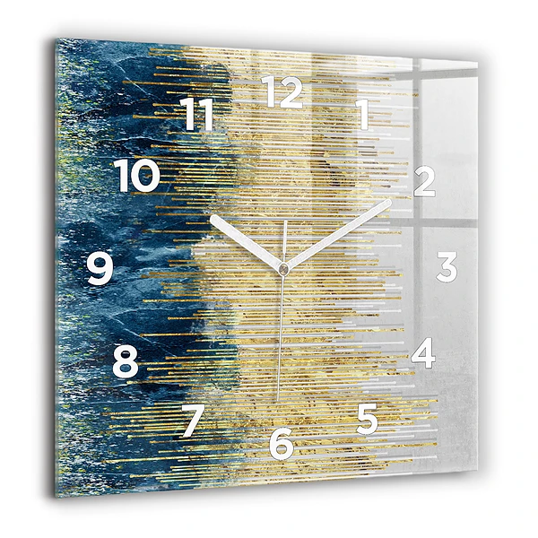 Horloge murale carrée 60x60 cm Motif décoratif et or