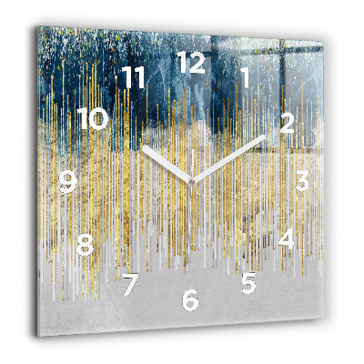 Pendule carrée en verre 60x60 cm Motif décoratif et or