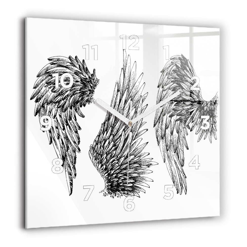Horloge carrée en verre 60x60 cm Ailes d'ange