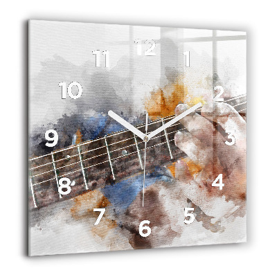Horloge murale carrée 60x60 cm Graphique d'une guitare