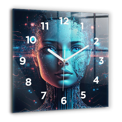 Horloge murale carrée 60x60 cm Intelligence artificielle