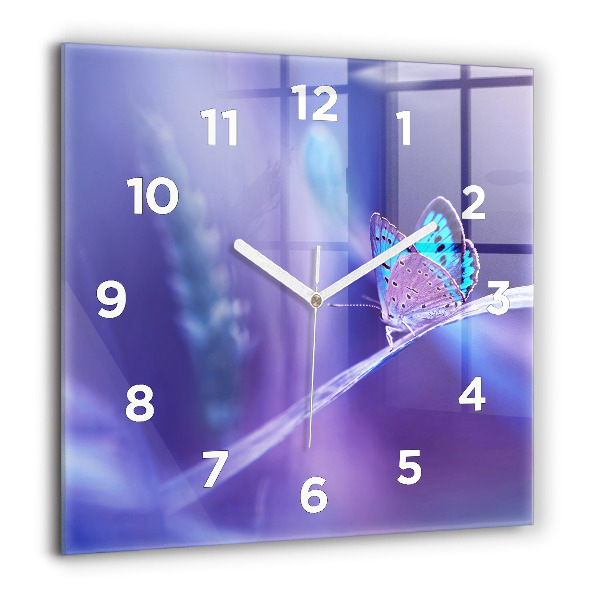 Horloge murale carrée 60x60 cm Papillon sur l'herbe