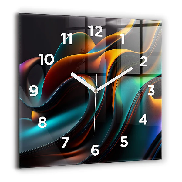 Pendule carrée en verre 60x60 cm Vague futuriste