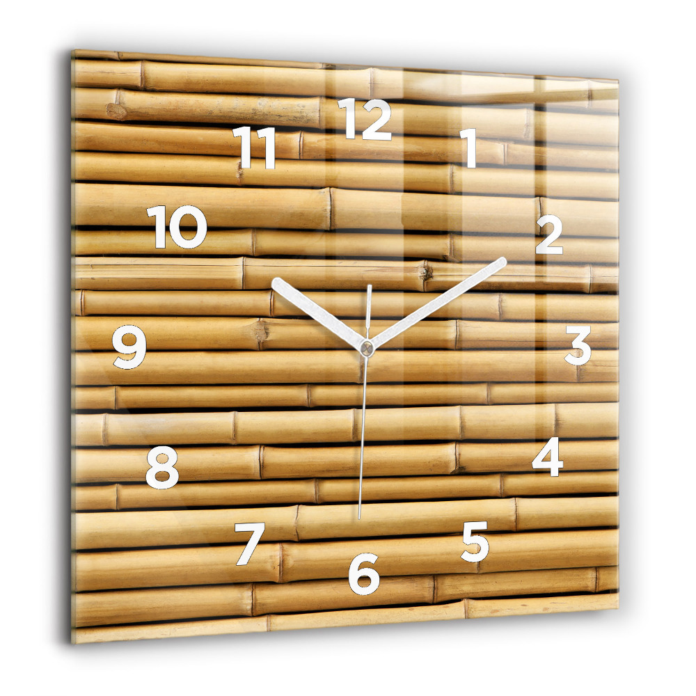 Horloge carrée en verre 60x60 cm Poteaux en bambou