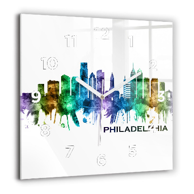 Horloge murale carrée 60x60 cm Philadelphie colorée