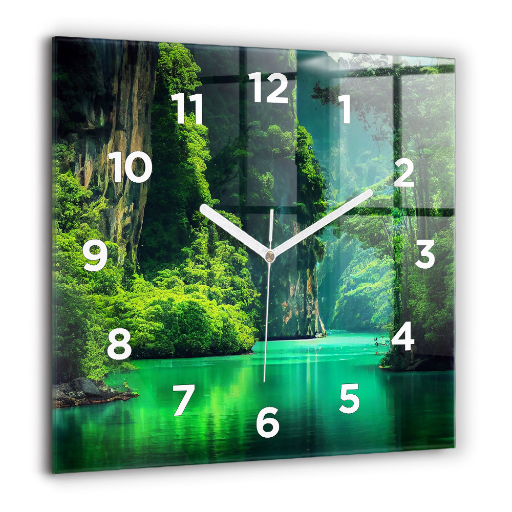 Horloge murale carrée 60x60 cm Paysage naturel de Thaïlande