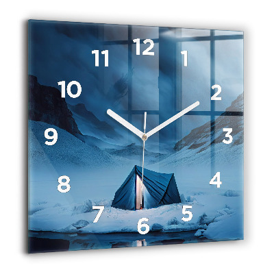 Horloge murale carrée 60x60 cm Tente dans les montagnes d'Islande