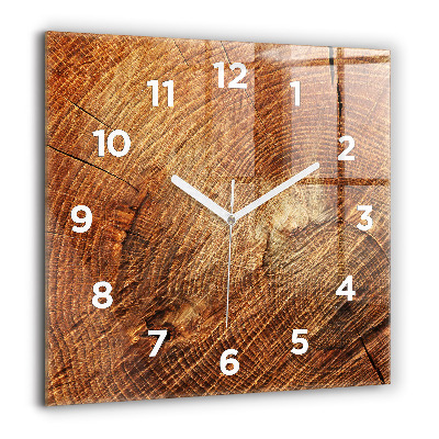 Horloge carrée en verre 60x60 cm Vieux tronc d'arbre