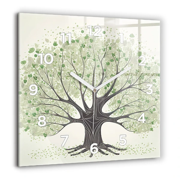 Horloge murale carrée 60x60 cm Grand arbre nature