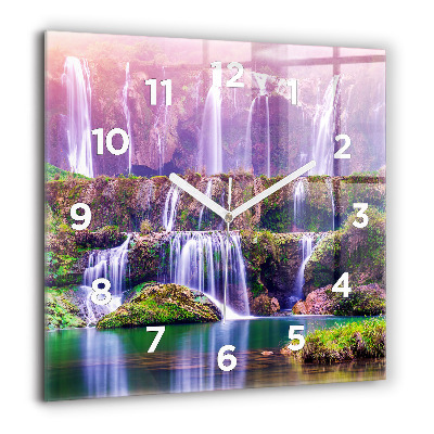 Horloge carrée en verre 60x60 cm Chute d'eau Jiulong Chine