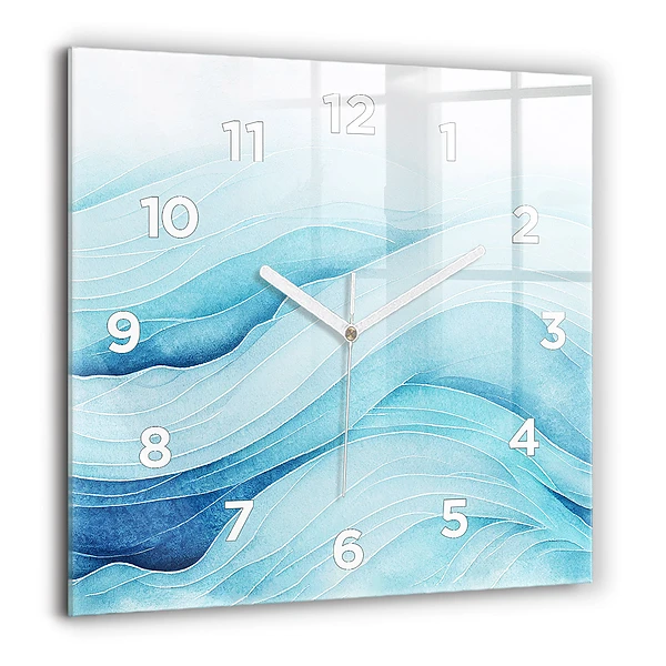 Pendule carrée en verre 60x60 cm Nuages bleus