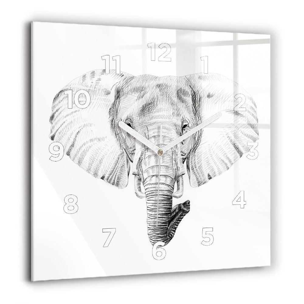 Horloge murale carrée 60x60 cm Tête d'éléphant graphique