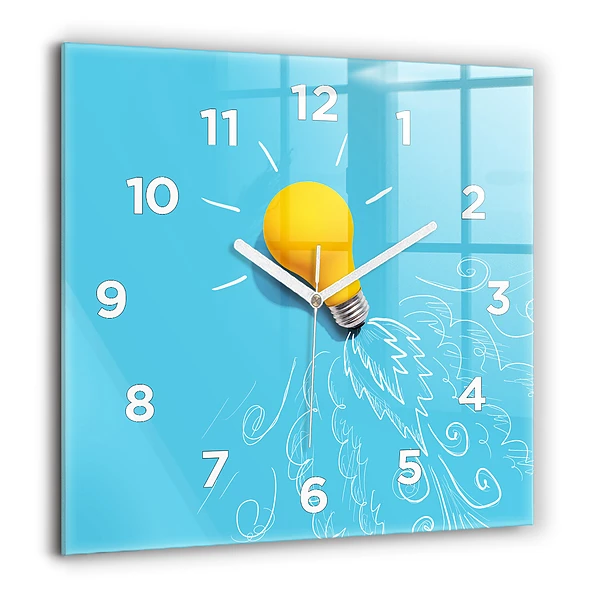 Horloge murale carrée 60x60 cm Dessin d'ampoule