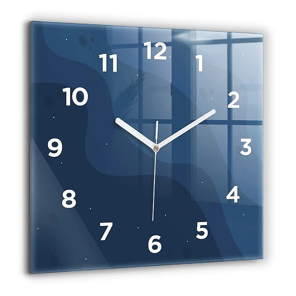 Horloge carrée en verre 60x60 cm Vagues bleues