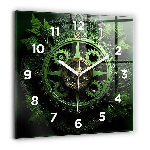 Pendule carrée en verre 60x60 cm Mécanisme vert
