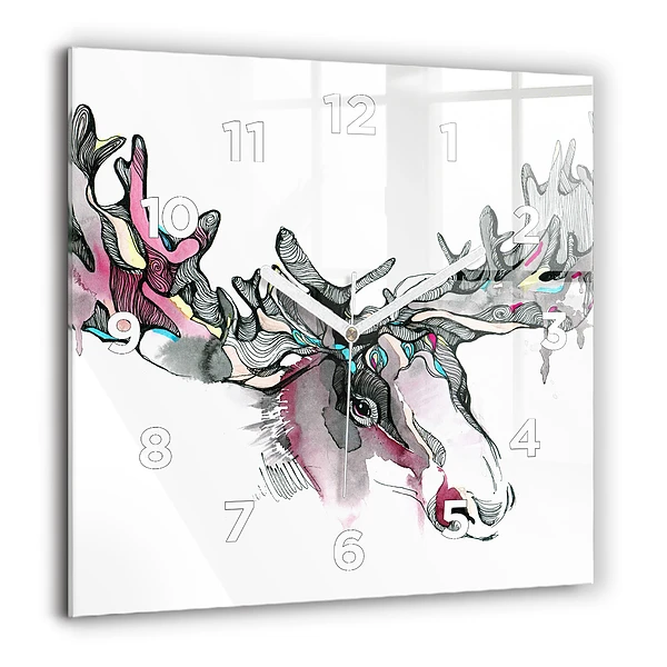 Horloge murale carrée 60x60 cm Abstraction d'un élan