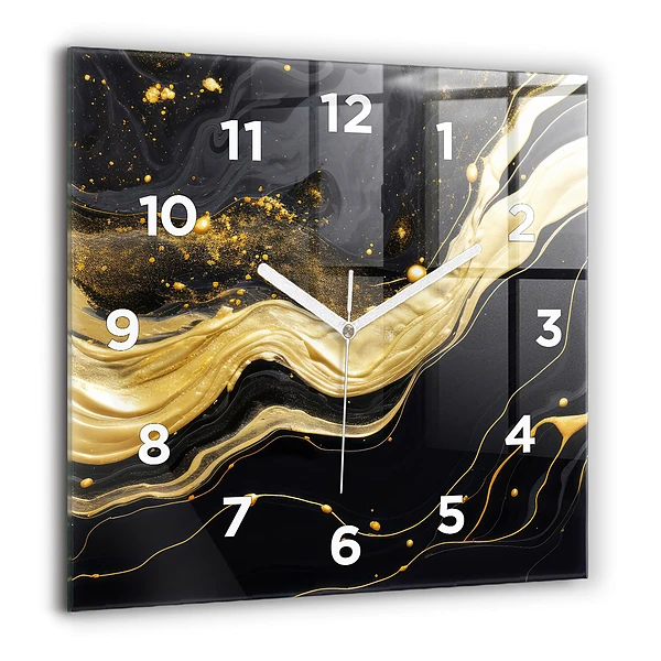 Horloge carrée en verre 60x60 cm Marbre doré