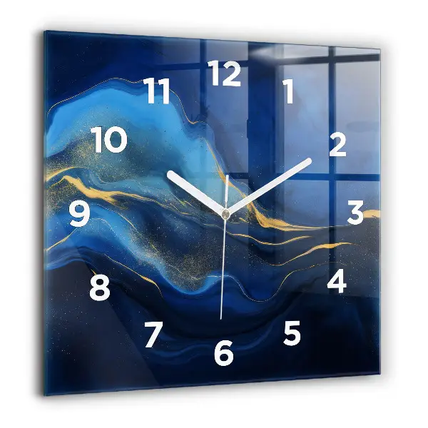 Pendule carrée en verre 60x60 cm Marbre bleu