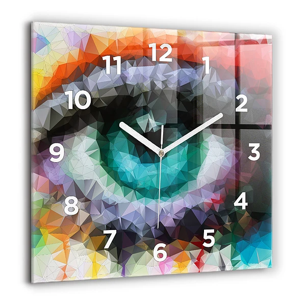 Pendule carrée en verre 60x60 cm Œil humain coloré