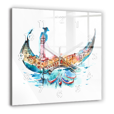 Horloge carrée en verre 60x60 cm Italie - La gondole vénitienne