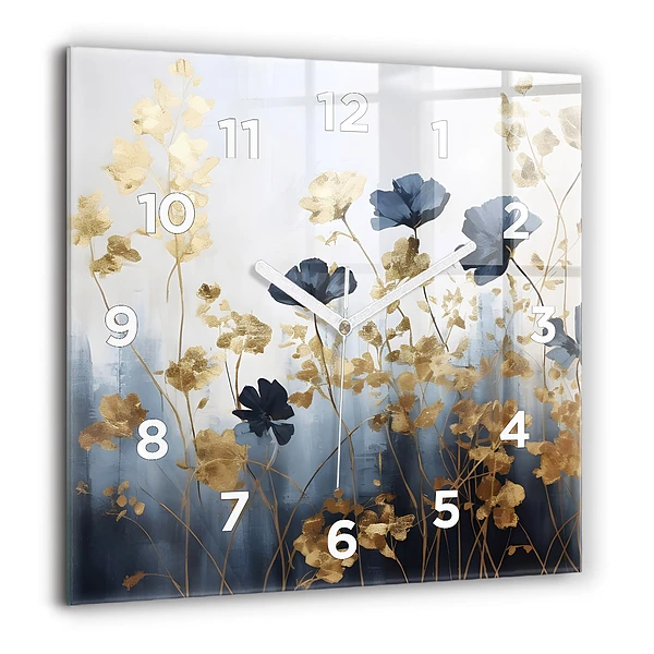 Pendule carrée en verre 60x60 cm Fleurs abstraites