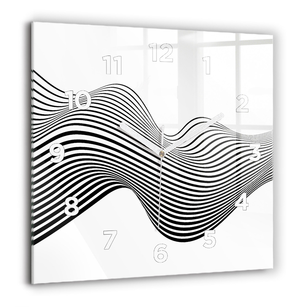 Horloge carrée en verre 60x60 cm Art en noir et blanc