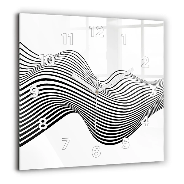 Horloge carrée en verre 60x60 cm Art en noir et blanc