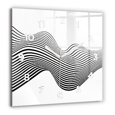 Horloge carrée en verre 60x60 cm Art en noir et blanc
