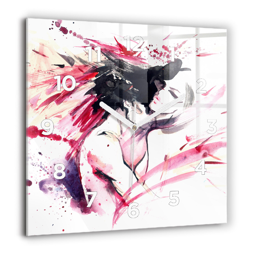 Pendule carrée en verre 60x60 cm Amoureux abstrait