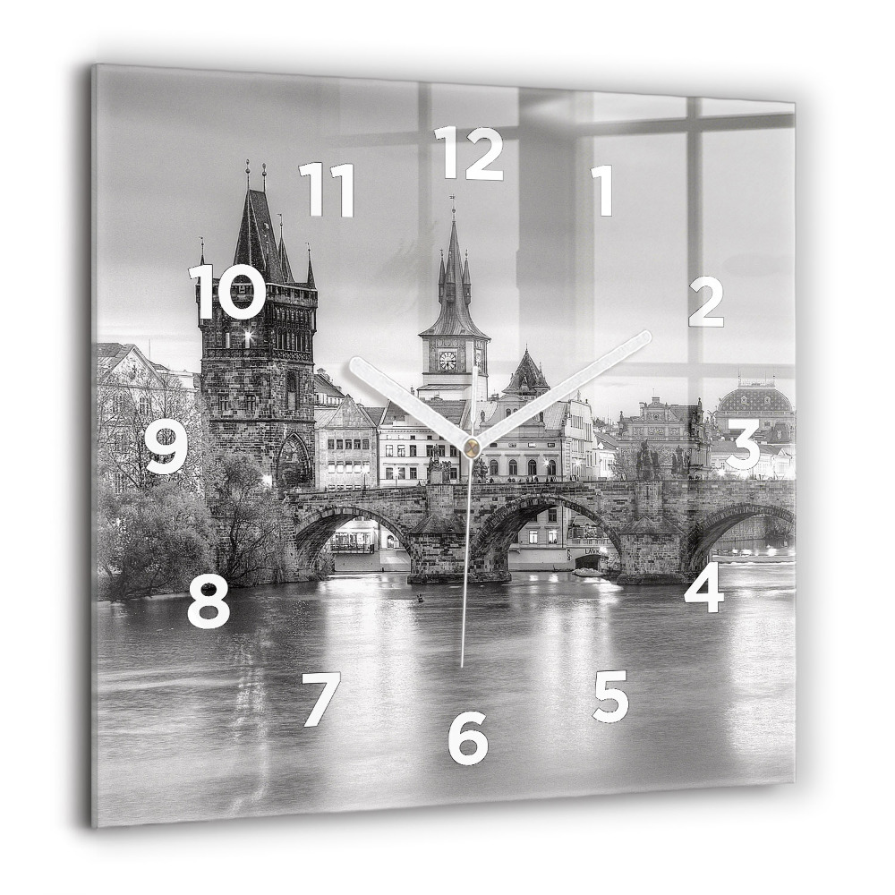 Horloge murale carrée 60x60 cm Pont Charles à Prague