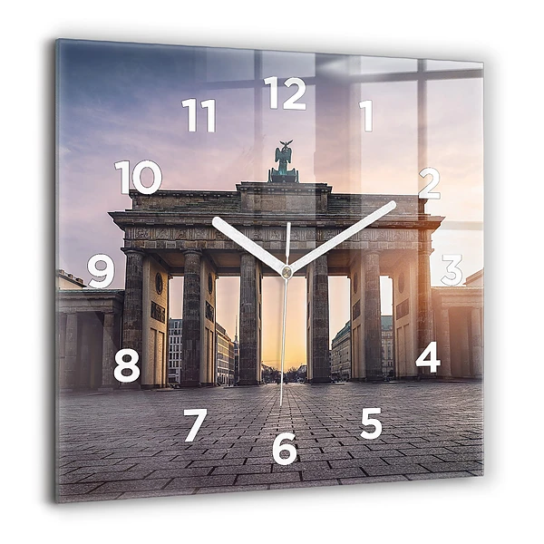 Horloge carrée en verre 60x60 cm Porte de Brandebourg