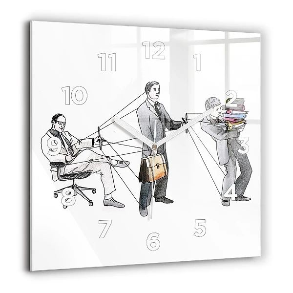 Pendule carrée en verre 60x60 cm Personnages en marionnettes