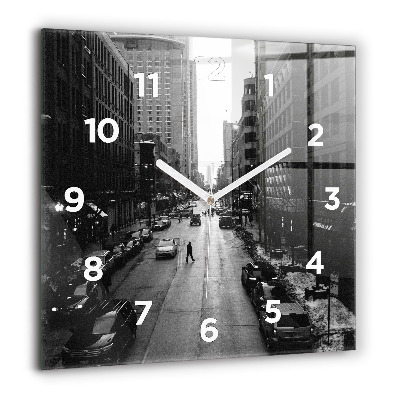 Horloge carrée en verre 60x60 cm Rue de la ville de Chicago