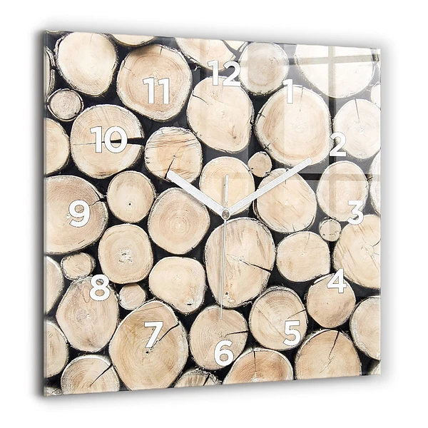 Horloge murale carrée 60x60 cm Tronc d'arbre coupé