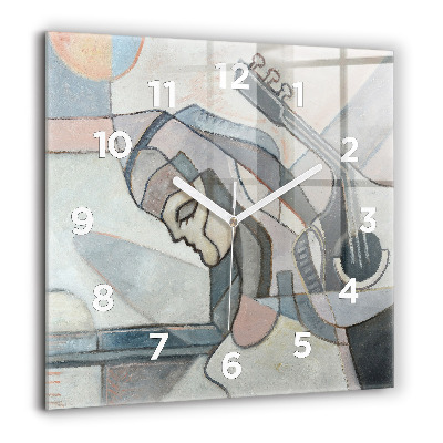 Horloge carrée en verre 60x60 cm Peinture abstraite