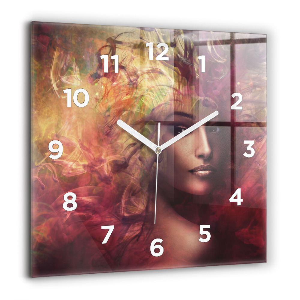Horloge murale carrée 60x60 cm Portrait de femme