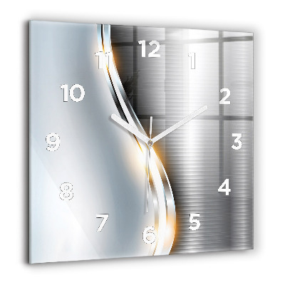 Pendule carrée en verre 60x60 cm Abstraction métallique