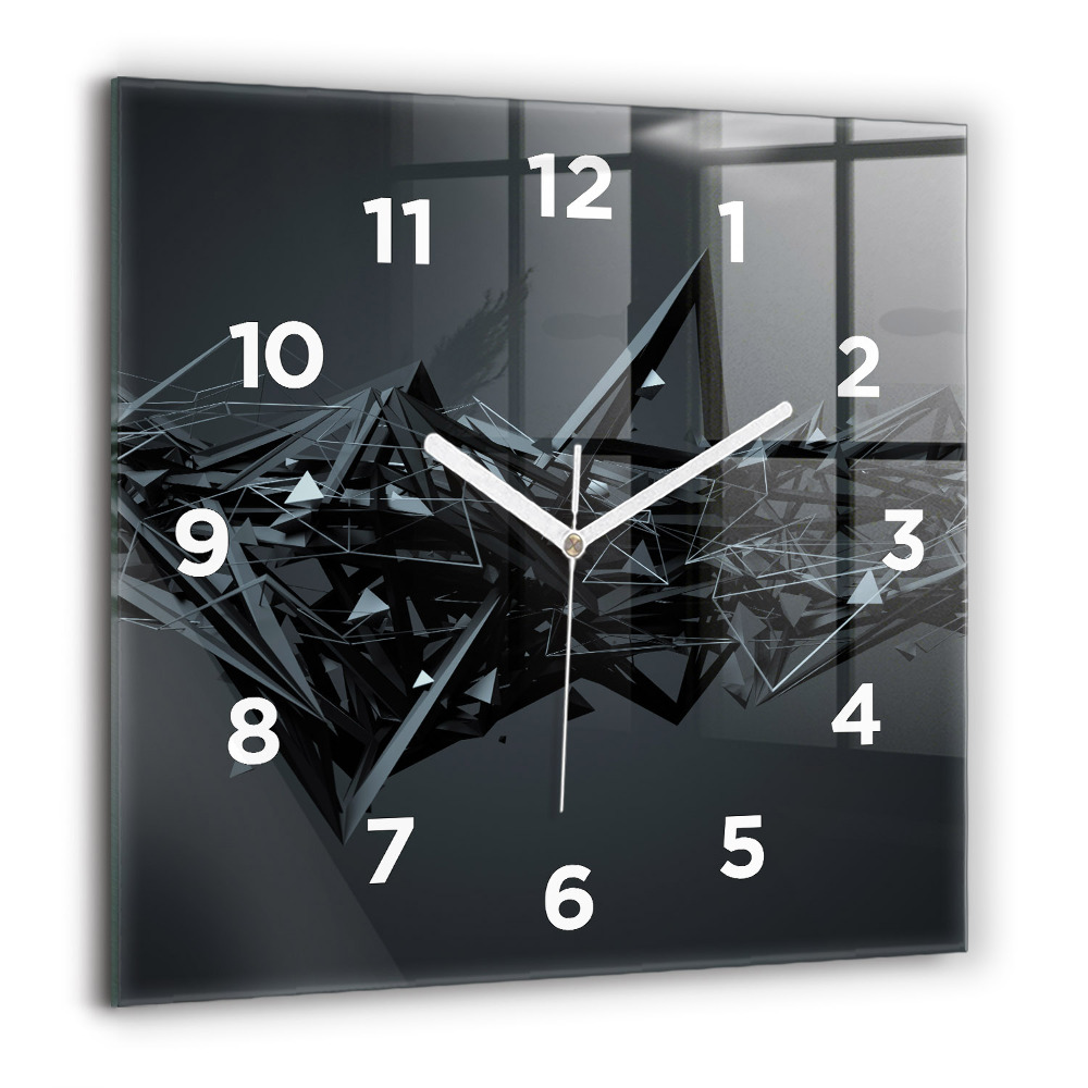 Horloge murale carrée 60x60 cm Abstraction noire