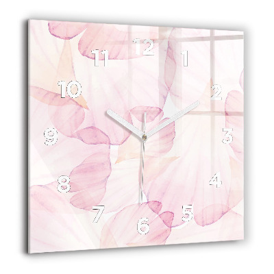Pendule carrée en verre 60x60 cm Pétales d'aquarelle