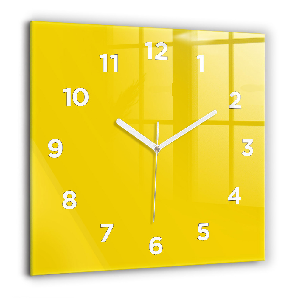 Horloge carrée en verre 60x60 cm Jaune