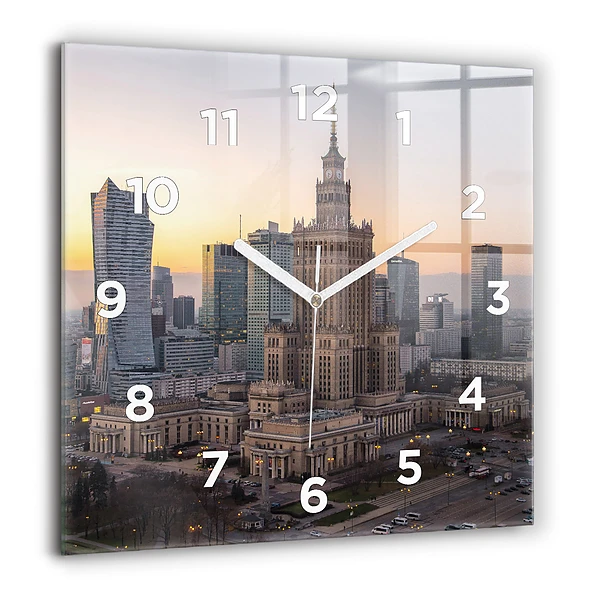 Horloge murale carrée 60x60 cm Panorama de Varsovie