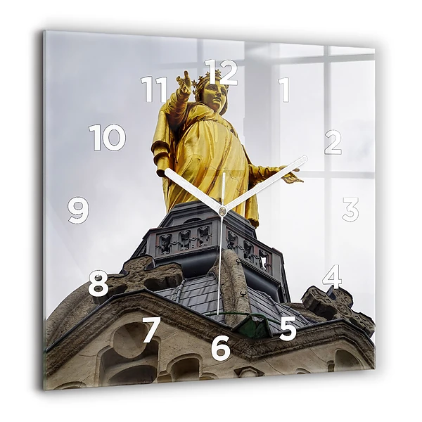 Pendule carrée en verre 60x60 cm Statue de Notre-Dame à Lyon